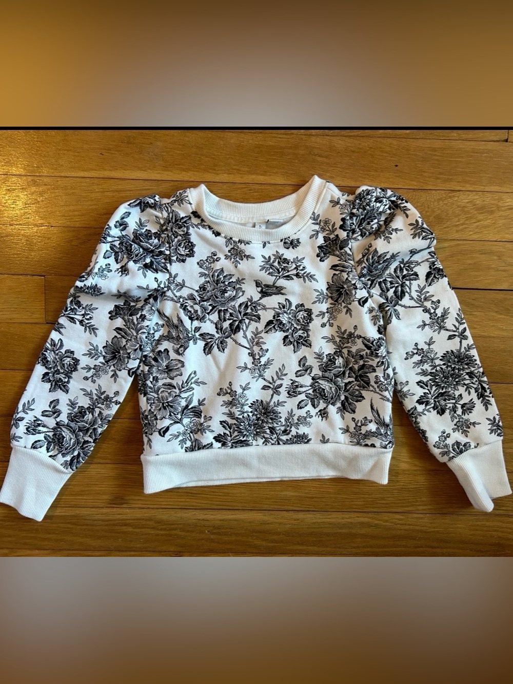 Janie and Jack Black & White Floral Pullover Sweatshirt